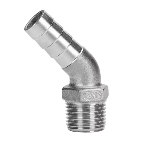 1 Stück 1/4 Zoll 3/8 Zoll 1/2 Zoll 3/4 Zoll 1 Zoll 1-1/4 Zoll Stecker auf 6 mm 8 10 15 20 25 32 mm Schlauchanschluss 45-Grad-Winkelstück, Edelstahl-Verbindungsstück(304-DN20*25MM) von GAWEGBCX