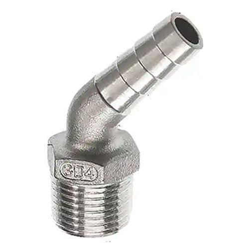 45-Grad-Winkelstück, 1/2 Zoll Außengewinde auf 8 mm 10 mm 12 mm 15 mm 20 mm 25 mm Schlauchanschluss, Edelstahl-Rohrverschraubung, 1 Stück(1/2"-25mm) von GAWEGBCX