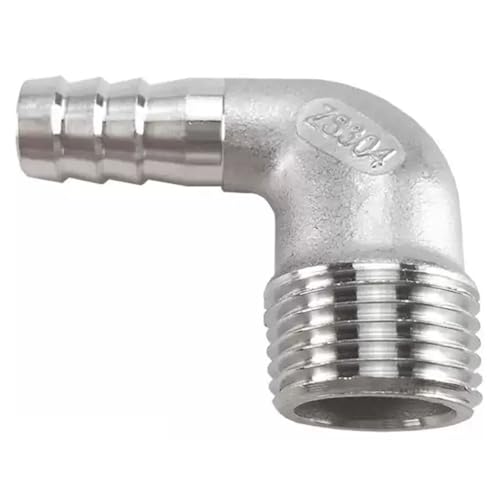 90-Grad-Winkelstück aus Edelstahl, 1/2 Zoll Außengewinde × 6 mm/8/10/12/13/14/15/16/19/20 mm Schlauchanschluss 90°-Winkelstück SS304, 1 Stück(1/2x14mm) von GAWEGBCX