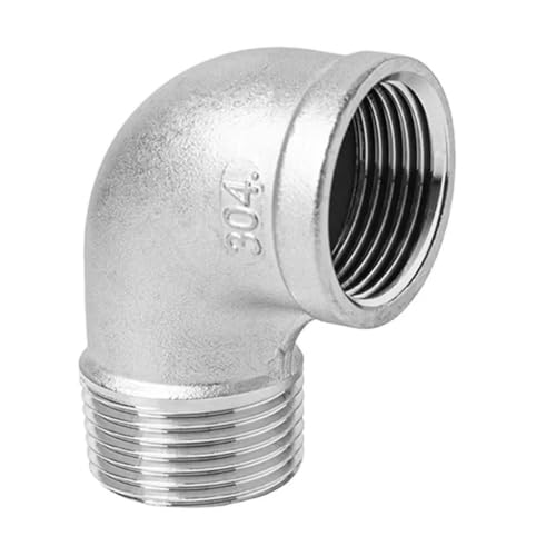 Edelstahl-Winkelstück, 45 Grad, 90 Grad, 1/4 Zoll, 3/8 Zoll, 1/2 Zoll, 3/4 Zoll, 1 Zoll, 1-1/4 Zoll, Außen-Innengewinde, Winkelstück, 304 Rohrverschraubung, 1 Stück(90 Male Female Elbow,1 Inch) von GAWEGBCX