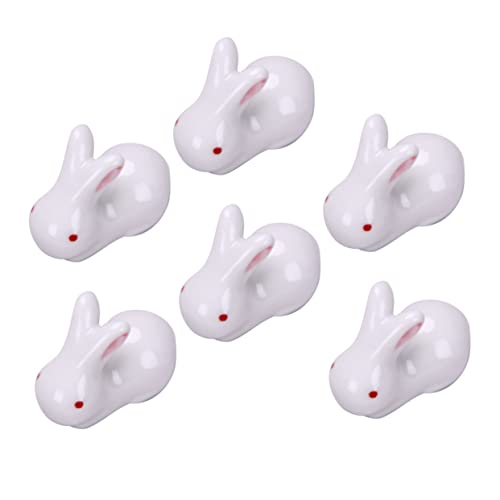 GAXIRE 6 STK Little White Rabbit Essstäbchen Rest Kreative Essstäbchenregale Gabel Ruhen Essstäbchenablage Chinesisches Dekor Gabel Rest Japanisches Dekor Dekorationen Weiß Keramik Tier von GAXIRE