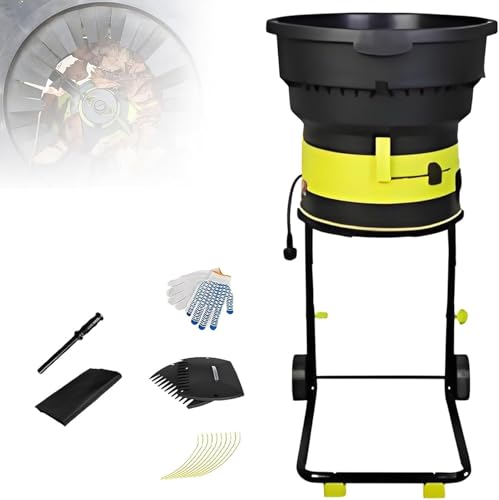 GAYAYAS Elektrischer Häcksler mit 8000 U/min, Gartenkomposthäcksler, Gartenreinigungswerkzeug, mit 54 cm Trichterdurchmesser, für Gartenabfälle, Blätter und Zweige 20MPowerCord von GAYAYAS