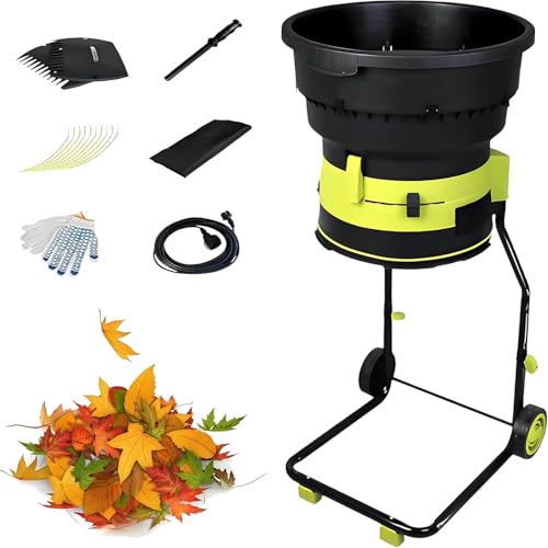 GAYAYAS Elektrischer Laubhäcksler 2500 W mit Rädern, Gartenreinigungswerkzeug, 8000 U/min Elektrohäcksler, für Gartenabfälle, Blätter und Zweige NopowerCord von GAYAYAS