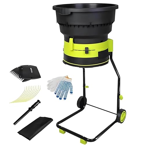 GAYAYAS Elektrischer Laubmulcher, Häcksler, 2500 W, mit Rädern, Kompostiermaschine, mit Rädern und Aufbewahrungstasche, für Hofreinigung, Kompostierung 20MPowerCord von GAYAYAS