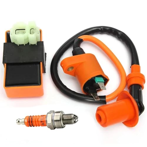 GAYCLG Zündungskabel Motorrad Zündspule Racing AC CDI Zündkerze Für GY6 50cc 125cc 150cc Roller Ignition Coil(Orang a set) von GAYCLG