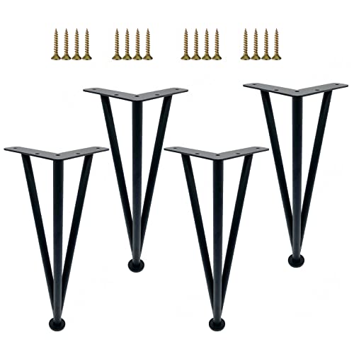 GArcan 4 Stück Möbelbeine schwarz, Moderne Metall-Tischbeine, DIY-Ersatzbeine, Haarnadel-Möbelfüße, Sofa-Schreibtisch-Schrank-Couchtisch-Stützbeine, mit Schrauben und Schutzfüßen, schwarz-40 cm von GArcan