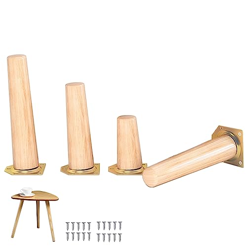 GArcan Sofabeine aus Holz, 4er-Set, Massivholz-Möbelbeine, konische Tischbeine für Tisch, Schrank, Bett, Schrank, Kommode, Stuhl mit Montageplattenschrauben (40 cm (15,7 Zoll)) von GArcan