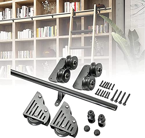 Schiebeleiter-Hardware-Kit, Bibliotheks-Schiebetür-Kit, 200 cm, 300 cm, 4 m, 5 m, 6 m | Schiebeleiterschienen-Kit, Mobile Leiterschiene aus rundem Rohr für Zuhause/Innenbereich/Loft (Größe: von GArcan