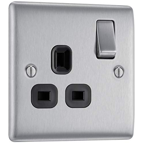 BG Electrical 1-Gang-Schalter, Metall, mattes Schwarz von British General