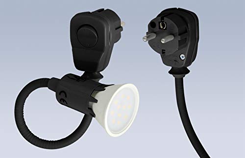 GB Gebro GB2489 AWA LW schwarz (Biegbare) Leselampe, flexible Steckerlampe zur individuellen Beleuchtung von Arbeitsplatten, Nachttisch und mehr von GB Gebro