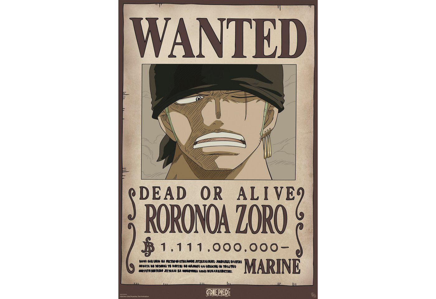 GB eye Poster One Piece Poster Wanted Roronoa Zoro Wano 61 x 91,5 cm von GB eye