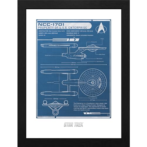 GB eye - Star Trek – Gerahmter Druck Plan USS Enterprise (30 x 40 cm) von GB eye