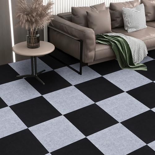 GBACHOOSE 30 Stück Teppichfliesen Selbstklebend, Teppichboden 30x30x0.4CM, Teppichfliesen Selbstliegend, Rutschfeste Quadrate für Küchen, Büros, Schlafzimmer, Innen- und Außenbereiche von GBACHOOSE