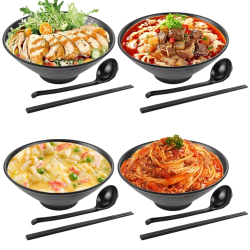 GBACHOOSE 4 Stück Ramen Schüssel, Ramen Schüssel Set, Ramen Bowl 1000ml, Ramen Bowl Set mit Löffel und Essstäbchen, Ramen Set für Buldak Ramen, Udon Nudeln, Chinesische Nudeln, Nissin Ramen GBACHOOSE 4 Stück Ramen Schüssel, Ramen Schüssel Set, Ramen Bowl 1000ml, Ramen Bowl Set mit Löffel und Essstäbchen, Ramen Set für Buldak Ramen, Udon Nudeln, Chinesische Nudeln, Nissin Ramen von GBACHOOSE