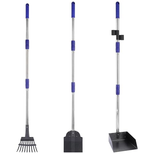 GBACHOOSE Kotschaufel, 3 Stück, Haustierkotschaufel, Tablett und Rechen, verstellbarer Griff, Mülleimer mit Rechen, Abfallentfernungsschaufel für große, mittelgroße und kleine Hunde GBACHOOSE Kotschaufel, 3 Stück, Haustierkotschaufel, Tablett und Rechen, verstellbarer Griff, Mülleimer mit Rechen, Abfallentfernungsschaufel für große, mittelgroße und kleine Hunde von GBACHOOSE