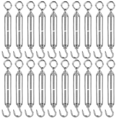 GBACHOOSE Spannschloss M6 304 Edelstahl Haken und Öse Spannschloss Spanner Heavy Duty Spannschloss Drahtseil Seilspannung 20 Stück von GBACHOOSE