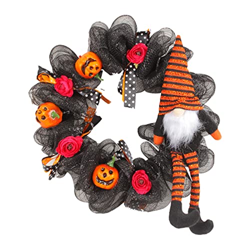 Halloween Haustür Kranz Schwarzer Halloween Kranz Wanddekoration, Türgirlande, Girlande, Fensterkranz, zum Aufhängen, vorne, Hochzeit, Party, Zuhause, Wanddeko Halloween Türkranz (Black, One Size) von GBEN