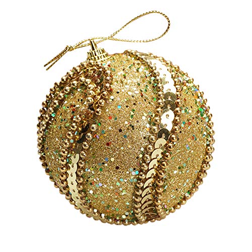 Kunststoff Christbaumkugeln Christbaumschmuck Strass Glitter 8CM Kugeln Ornament Weihnachtskugel Dekoration Weihnachtsbaum Dekoration & Aufhänger Weihnachtsdeko Innen Plastik (TA-Gold, One Size) von GBEN