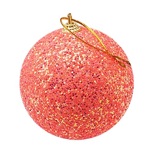 Kunststoff Weihnachtskugeln Set mit Aufhängen Weihnachtskugeln Ornament 8CM Strass Weihnachtsbaum Dekoration Kugel Glitzer Dekoration Aufhänger Babyschaukel Christbaumkugeln mit (Orange, One Size) von GBEN