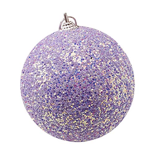 Kunststoff Weihnachtskugeln Set mit Aufhängen Weihnachtskugeln Ornament 8CM Strass Weihnachtsbaum Dekoration Kugel Glitzer Dekoration Aufhänger Babyschaukel Christbaumkugeln mit (Purple, One Size) von GBEN