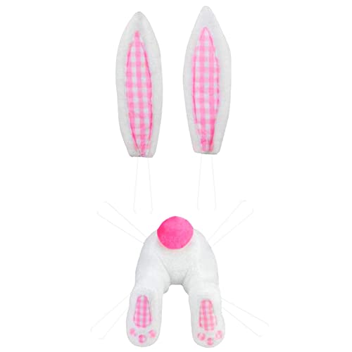 Osterkranz mit Hase Hintern und Ohren, DIY Ostern Kranz Frühling Ostern Bunte Osterkranz Tür Willkommenskarte Türkranz Bunte Ostern Hasen für Girlande Requisiten Keine Girlande (O-1-Pink, One Size) von GBEN