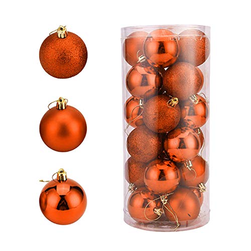 Weihnachstkugeln Christbaumkugeln Baumkugeln Rot Party Hanging Balls Christmas Ornament Weihnachtsschmuck 4CM 24Pcs Home Decor Hängeregal Bad Plastik Weihnachtsbaum Deko (Orange, One Size) von GBEN