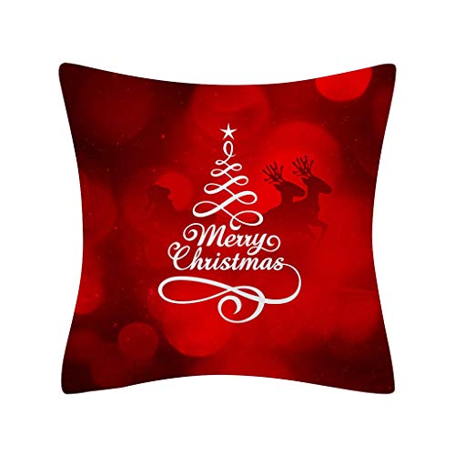 Weihnachten Deko Kissenbezug Weihnachtsbaum Schnee und Muster Kissenhülle Rot und Gold Weihnachte Deko Kissenbezüge Weihnachten Deko Kissen Sofa Kissen Outdoor Couchkissen (SA-F, One Size) von GBEN