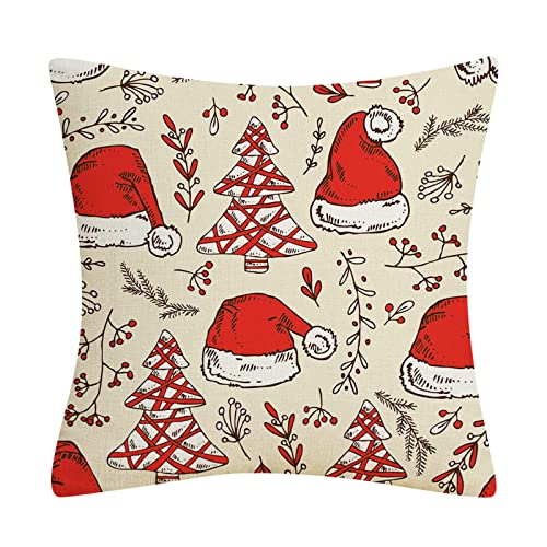 Weihnachten Kissenbezüge Kissenbezüge Dekokissen Leinen Kissenhüllen Quadratischer Dekorativer Dekokissenbezug Weihnachtskissenbezug für Sofa Garten Cushion Cover Wohnzimmer (B, One Size) von GBEN