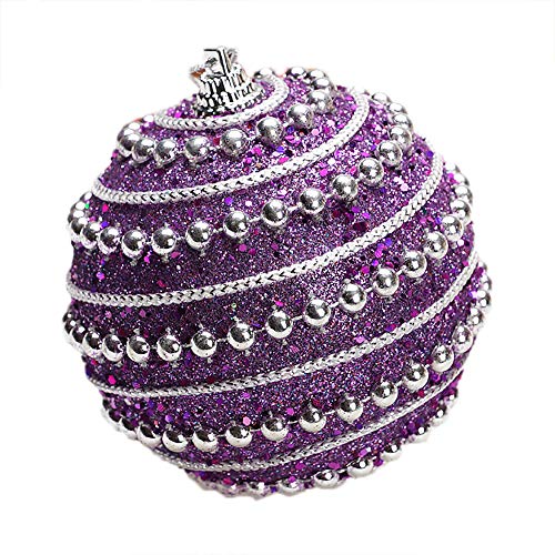 Weihnachtskugeln Weihnachtsbaumschmuck-Set Glitzer Strasskugeln Kugeln Dekoration Weihnachten Weihnachtsschmuck 8CM Wohnkultur Hängetöpfe Metall Shabby für Weihnachten Hochzeitsfest (Purple, One Size) von GBEN