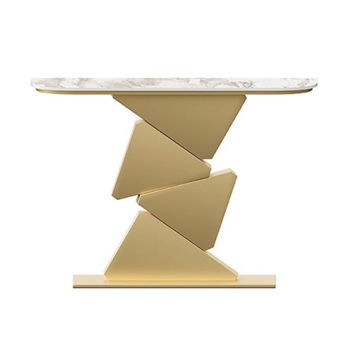 Beistelltisch Moderner Konsolentisch, Eingangstisch aus Kunstmarmor, Sofatisch, moderner Akzenttisch for Wohnzimmer, Schlafzimmer, Eingangshalle, Flur Ausstellungstisch(Gold,Groß) von GBEVAUEIO