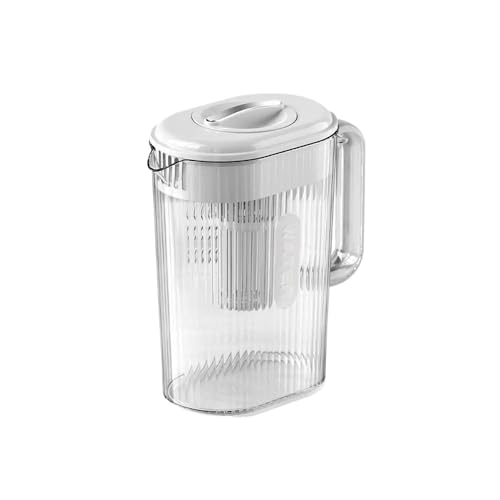 Eistee Wasserkrug Großer Wasserkrug mit Deckel und Ausgießer Getränkeflasche Kunststoffbehälter for kalten Tee Krug Kühlschrank Wasserkocher for Eisgetränke Saft(Weiß) von GBEVAUEIO
