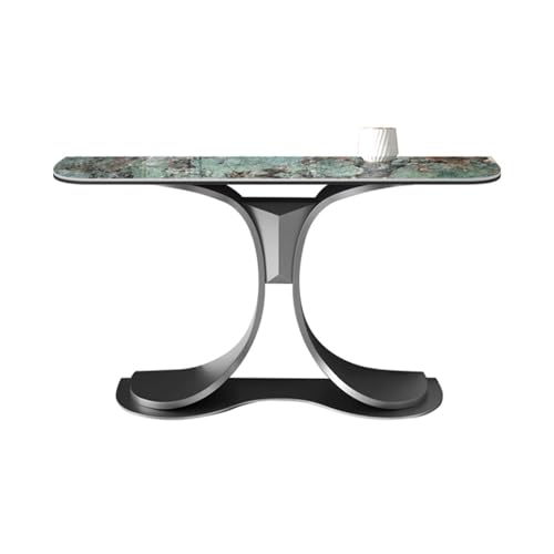 GBEVAUEIO Beistelltisch Eingangstisch mit Edelstahlsockel, Sofa-Akzenttisch mit Kunstmarmorplatte, moderner Konsolentisch for Wohnzimmer, Flur Ausstellungstisch(Schwarz) von GBEVAUEIO