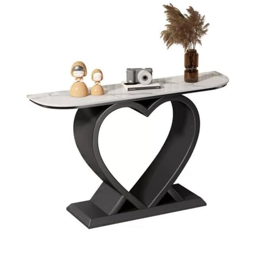 GBEVAUEIO Beistelltisch Konsolentisch mit Kunstmarmorplatte - Eingangstisch - Moderner Akzenttisch for Wohnzimmer, Foyer und Flur Ausstellungstisch(Schwarz,Mittel) von GBEVAUEIO