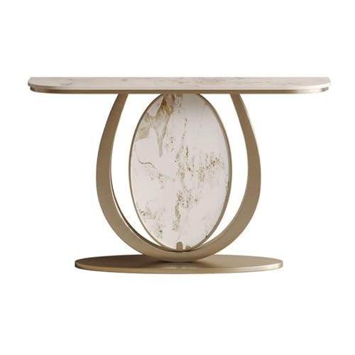 GBEVAUEIO Beistelltisch Marmor-Konsolentisch for Wohnzimmer, 39,37" Marmor-Sofatisch mit Edelstahlsockel, Mid Century Modern Konsolentisch Eingangsflurtisch Ausstellungstisch(Gold) von GBEVAUEIO