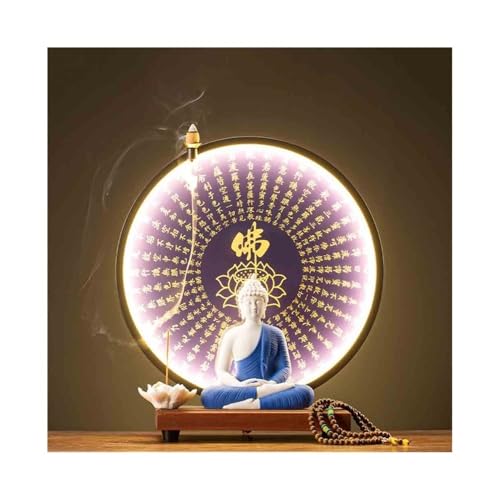 GBEVAUEIO Innenbereich Buddha-Statue aus Keramik, Ornament mit violettem Lichtring, Feng-Shui-Dekoration for den Eingang des Wohnzimmers Meditationsdekoration GBEVAUEIO Innenbereich Buddha-Statue aus Keramik, Ornament mit violettem Lichtring, Feng-Shui-Dekoration for den Eingang des Wohnzimmers Meditationsdekoration von GBEVAUEIO