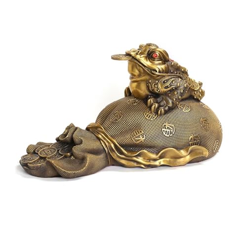 GBEVAUEIO Innenbereich Feng Shui Geldfrosch (dreibeiniger Reichtumsfrosch) Statue zieht Reichtum und Glück an Feng Shui Dekor Büro Tischplatte Ation Frosch Figur Meditationsdekoration(Klein) von GBEVAUEIO