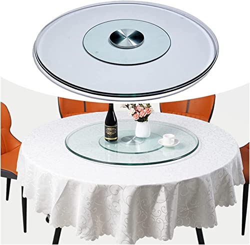 GBHJJ 60/70/80/85/90/100/110/120Cm Lazy Susan Drehscheibe Aus GehäRtetem Glas für KüChe Esstisch Drehbarer Servierteller mit GeräUschlosem Lager Rundes Drehtablett Transparent,120cm/47.2in von GBHJJ