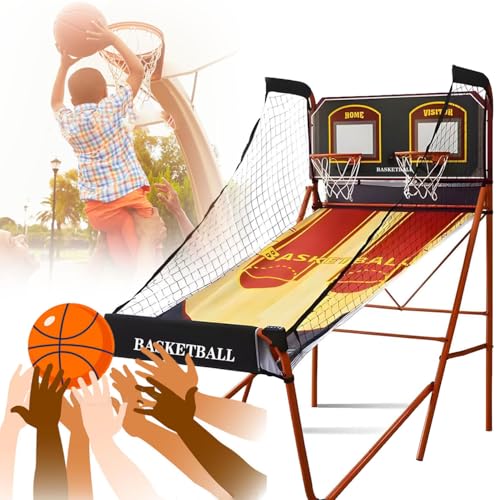 GBHJJ Basketballkorb mit Elektronischer PunktezäHlung, Elektronisches Punktesystem, Basketball-Wurfmaschine, Zusammenklappbares Basketball-Arcade-Spiel, 5 BasketbäLle Nr. 3, Home Entertainment von GBHJJ