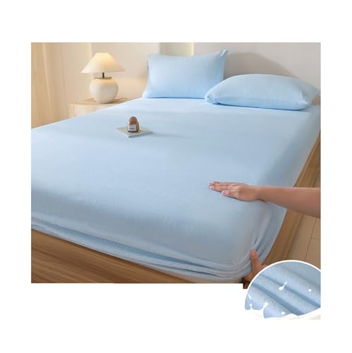 GBHMJU Fleece Spannbettlaken 90x200cm bis 200x220cm Winter Samt Spannbetttuch Warm Kuschel Boxspringbett Bettlaken Spannbetttücher(Blue,180x200cm+48x74cm x2) von GBHMJU