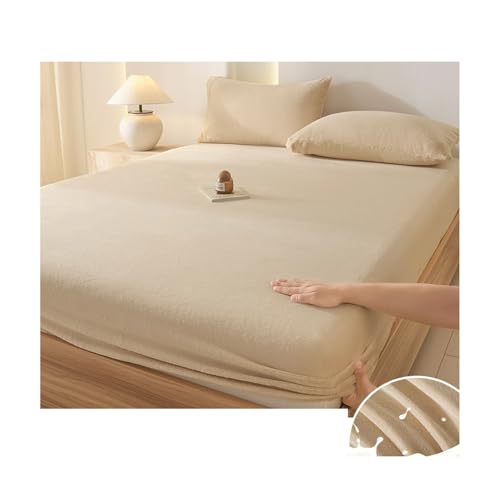 GBHMJU Fleece Spannbettlaken 90x200cm bis 200x220cm Winter Samt Spannbetttuch Warm Kuschel Boxspringbett Bettlaken Spannbetttücher(Camel,150x200cm+48x74cm x2) von GBHMJU