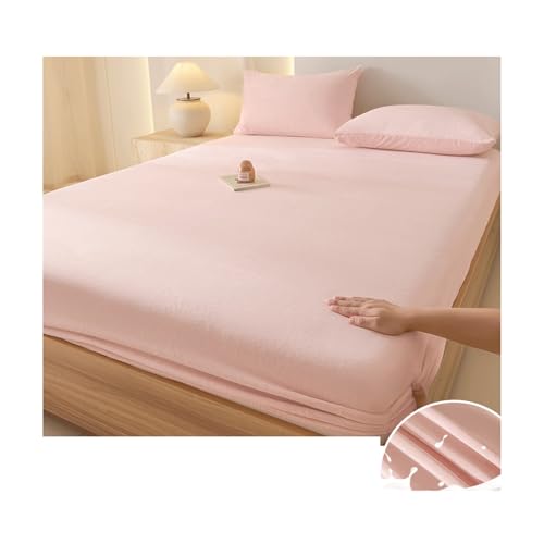 GBHMJU Fleece Spannbettlaken 90x200cm bis 200x220cm Winter Samt Spannbetttuch Warm Kuschel Boxspringbett Bettlaken Spannbetttücher(Pink,150x200cm+48x74cm x2) von GBHMJU