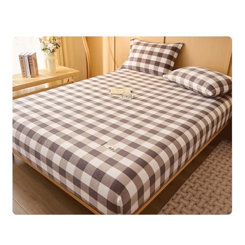GBHMJU Fleece Spannbettlaken Bettlaken 120x200cm bis 200x220cm Winter Extra Warm Plüsch Samt Kuschelige Leintuch Boxspringbett Spannbetttuch(Grid B,150x200cm+48x74cm x2) von GBHMJU