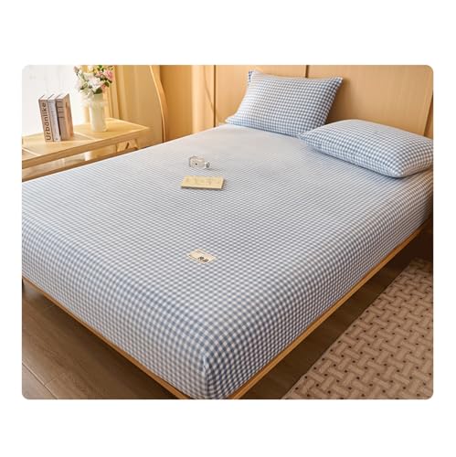 GBHMJU Fleece Spannbettlaken Bettlaken 120x200cm bis 200x220cm Winter Extra Warm Plüsch Samt Kuschelige Leintuch Boxspringbett Spannbetttuch(Grid C,180x200+25cm) von GBHMJU