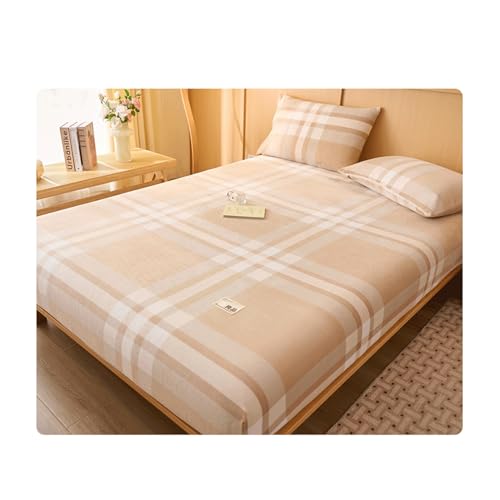 GBHMJU Fleece Spannbettlaken Bettlaken 120x200cm bis 200x220cm Winter Extra Warm Plüsch Samt Kuschelige Leintuch Boxspringbett Spannbetttuch(Grid E,200x220+25cm) von GBHMJU