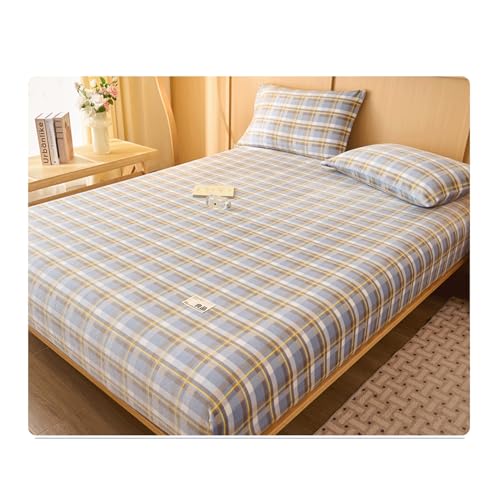 GBHMJU Fleece Spannbettlaken Bettlaken 120x200cm bis 200x220cm Winter Extra Warm Plüsch Samt Kuschelige Leintuch Boxspringbett Spannbetttuch(Grids,200x220cm+48x74cm x2) von GBHMJU