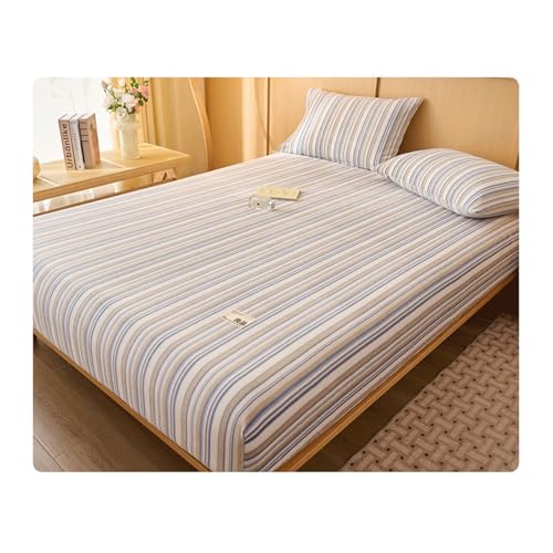 GBHMJU Fleece Spannbettlaken Bettlaken 120x200cm bis 200x220cm Winter Extra Warm Plüsch Samt Kuschelige Leintuch Boxspringbett Spannbetttuch(Stripes,120x200+25cm) von GBHMJU
