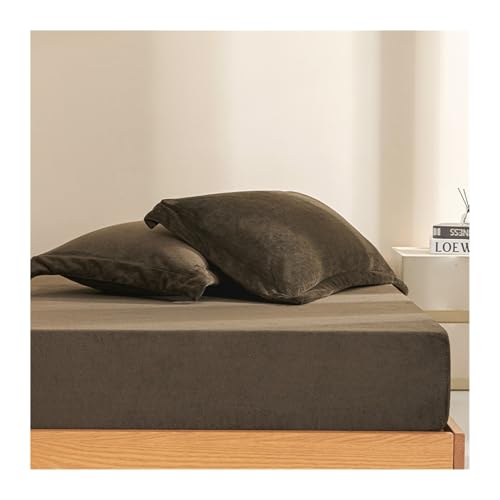 GBHMJU Plüsch Spannbettlaken 120x200cm bis 200x220cm Winter Warme Flauschige Bettlaken Cashmere Touch Spannbetttuch für 27cm Matratze(Coffee,150x200+27cm) von GBHMJU