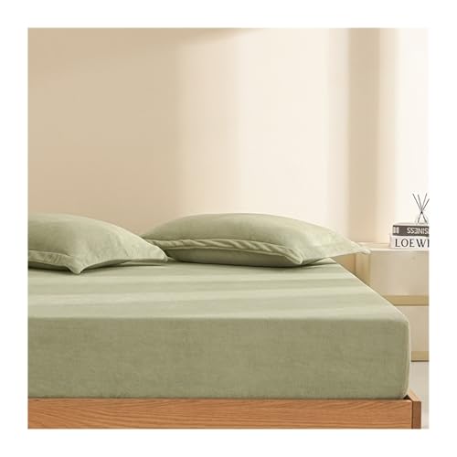 GBHMJU Plüsch Spannbettlaken 120x200cm bis 200x220cm Winter Warme Flauschige Bettlaken Cashmere Touch Spannbetttuch für 27cm Matratze(Green,150x200cm+48x74cm x2) von GBHMJU