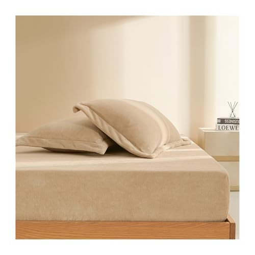 GBHMJU Plüsch Spannbettlaken 120x200cm bis 200x220cm Winter Warme Flauschige Bettlaken Cashmere Touch Spannbetttuch für 27cm Matratze(Khaki,120x200+27cm) von GBHMJU