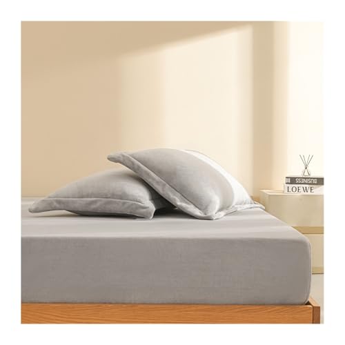 GBHMJU Plüsch Spannbettlaken 120x200cm bis 200x220cm Winter Warme Flauschige Bettlaken Cashmere Touch Spannbetttuch für 27cm Matratze(Light Gray,120x200+27cm) von GBHMJU
